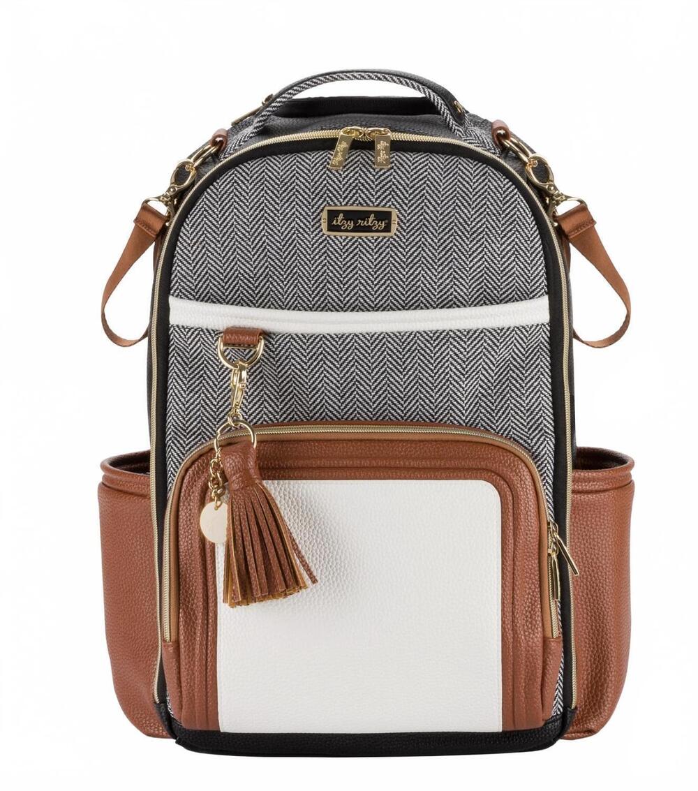 NEW ITZY RITZY boss plus diaper bag backpack in brown and black